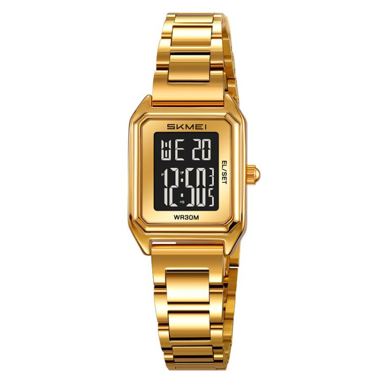 SKMEI 2493 Small Women Electronic Watch Square Steel Strap Watch