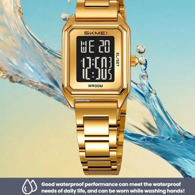 SKMEI 2493 Small Women Electronic Watch Square Steel Strap Watch