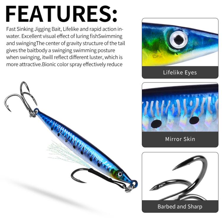PROBEROS LF151 Long-Distance Casting Sinking Lure 3D Fast-Draw Sea Fishing Mackerel Hook