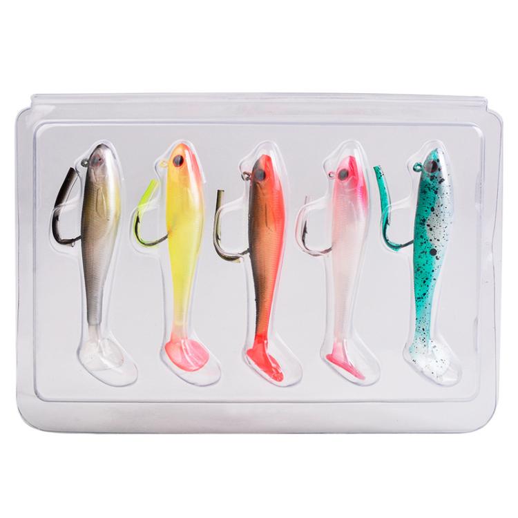 5pcs / Set T-Tail Lua False Bait Single Hook Full Swimming Submerged Imitation Soft Lure