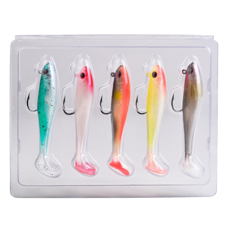 5pcs / Set T-Tail Lua False Bait Single Hook Full Swimming Submerged Imitation Soft Lure