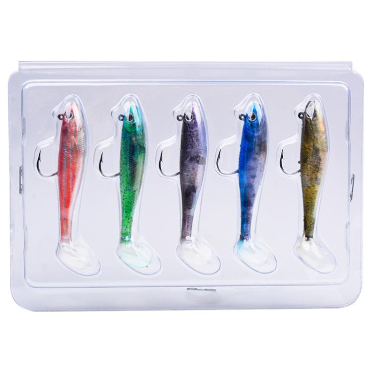 5pcs / Set T-Tail Lua False Bait Single Hook Full Swimming Submerged Imitation Soft Lure