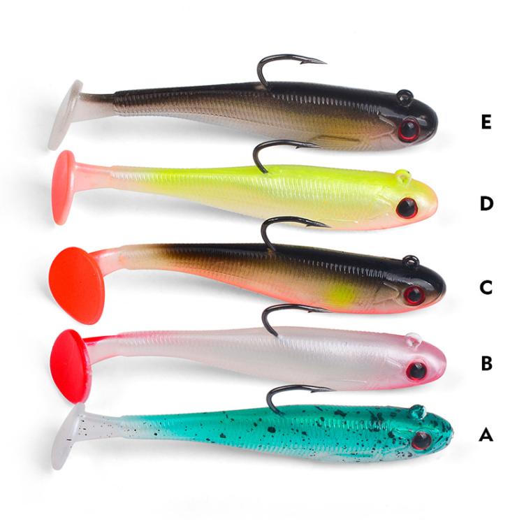 5pcs / Set T-Tail Lua False Bait Single Hook Full Swimming Submerged Imitation Soft Lure