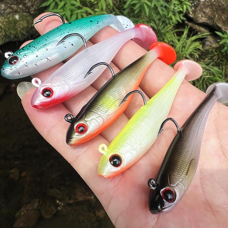 5pcs / Set T-Tail Lua False Bait Single Hook Full Swimming Submerged Imitation Soft Lure