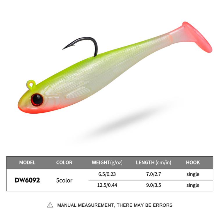 5pcs / Set T-Tail Lua False Bait Single Hook Full Swimming Submerged Imitation Soft Lure