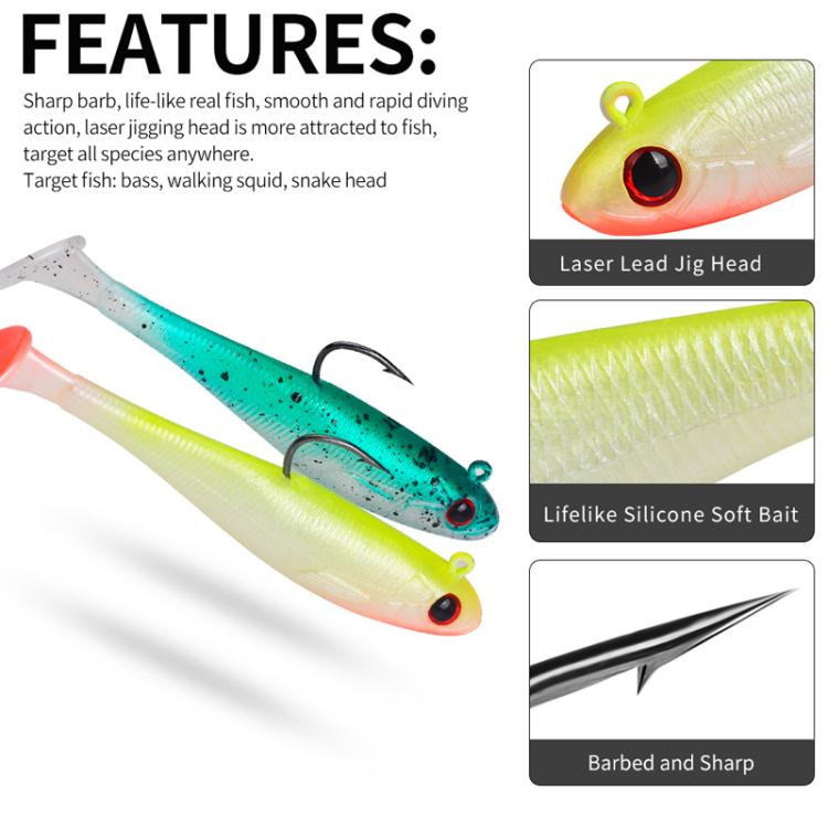 5pcs / Set T-Tail Lua False Bait Single Hook Full Swimming Submerged Imitation Soft Lure