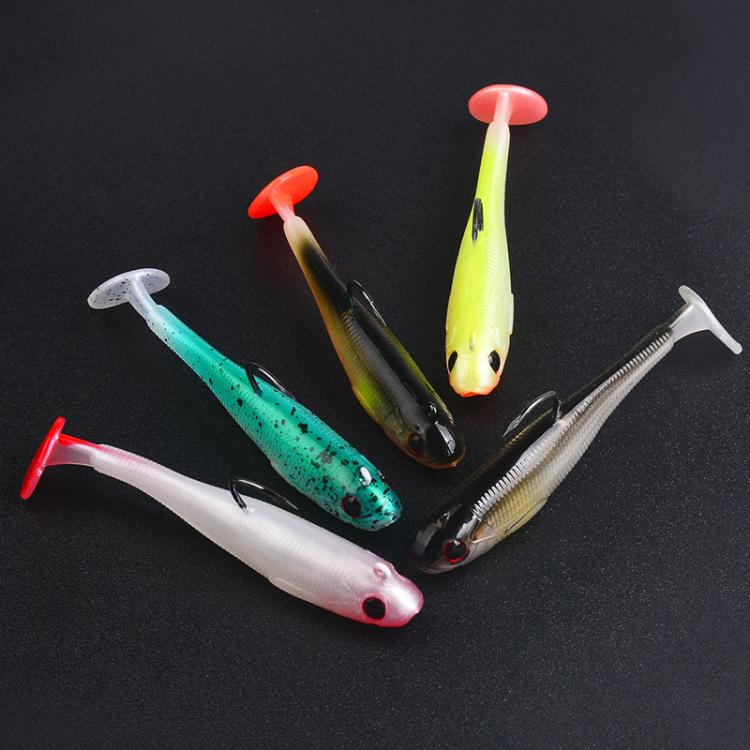 5pcs / Set T-Tail Lua False Bait Single Hook Full Swimming Submerged Imitation Soft Lure
