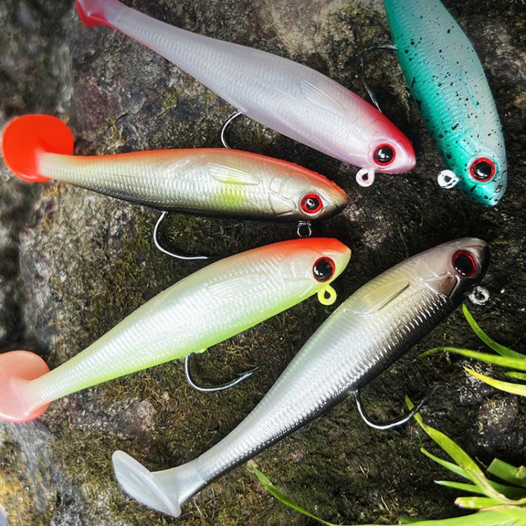 5pcs / Set T-Tail Lua False Bait Single Hook Full Swimming Submerged Imitation Soft Lure