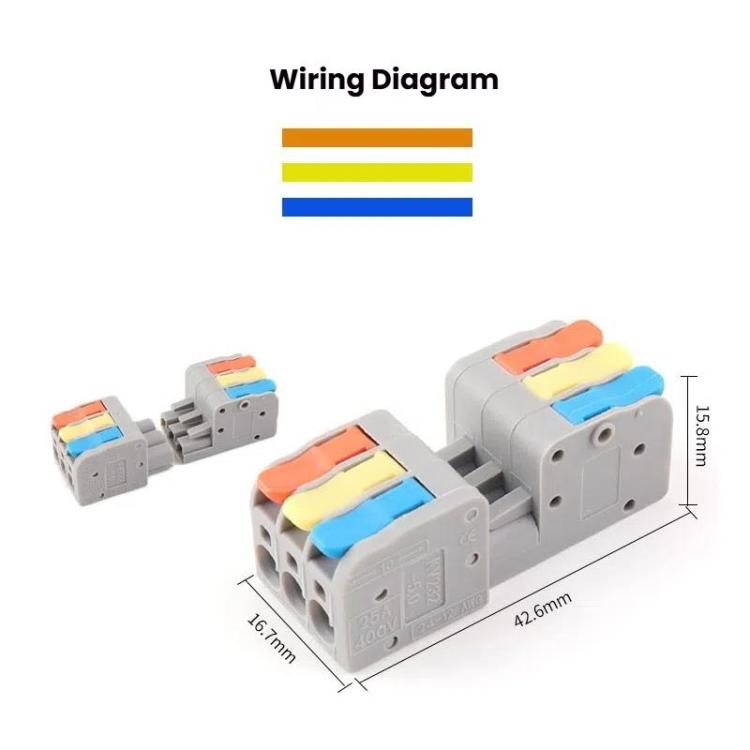 5pcs 3 In 3 Out Terminal Block Push-type Junction Box