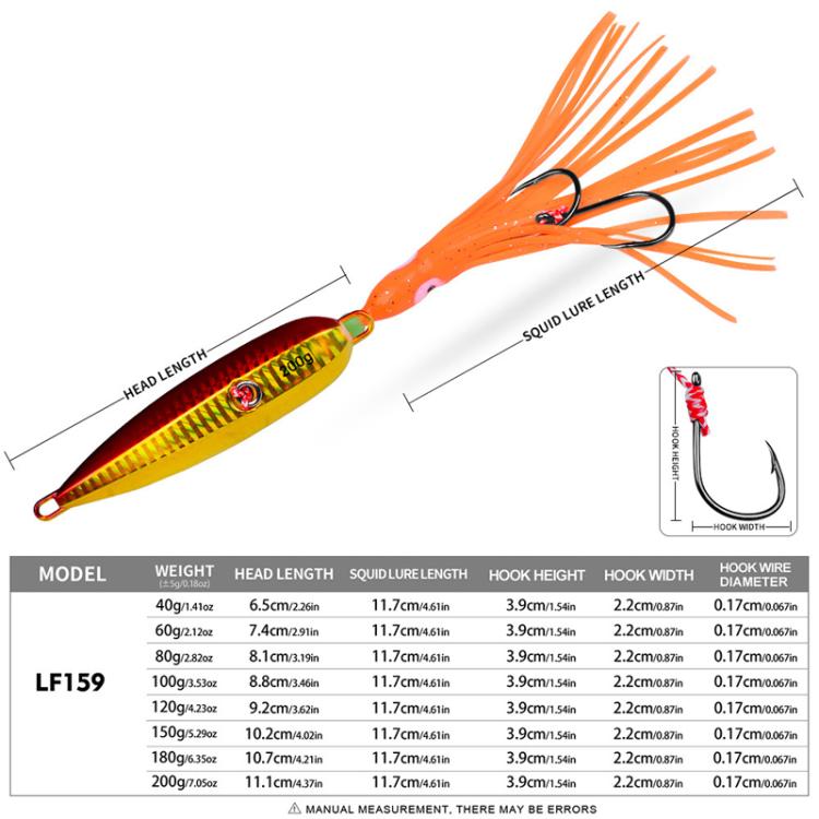 PROBEROS LF159 Luminous Bearded Squid Hook Slow Cranking Road Runner Iron Plate Bionic False Bait