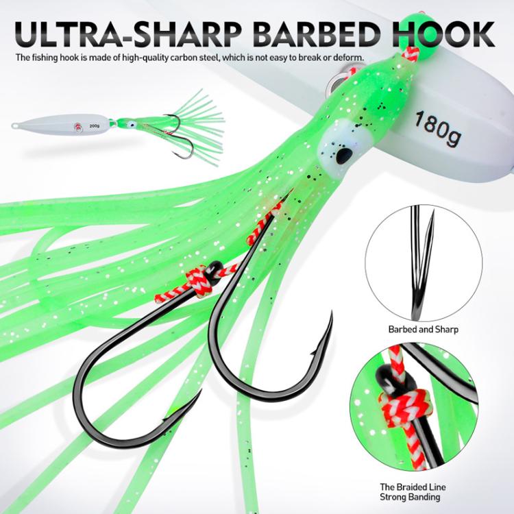 PROBEROS LF159 Luminous Bearded Squid Hook Slow Cranking Road Runner Iron Plate Bionic False Bait