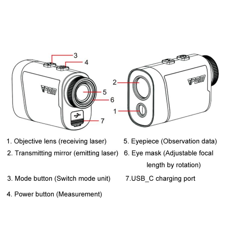 PGM JQ018 Mini Magnetic Slope Compensated Golf Pocket Rangefinder 1200 Yards
