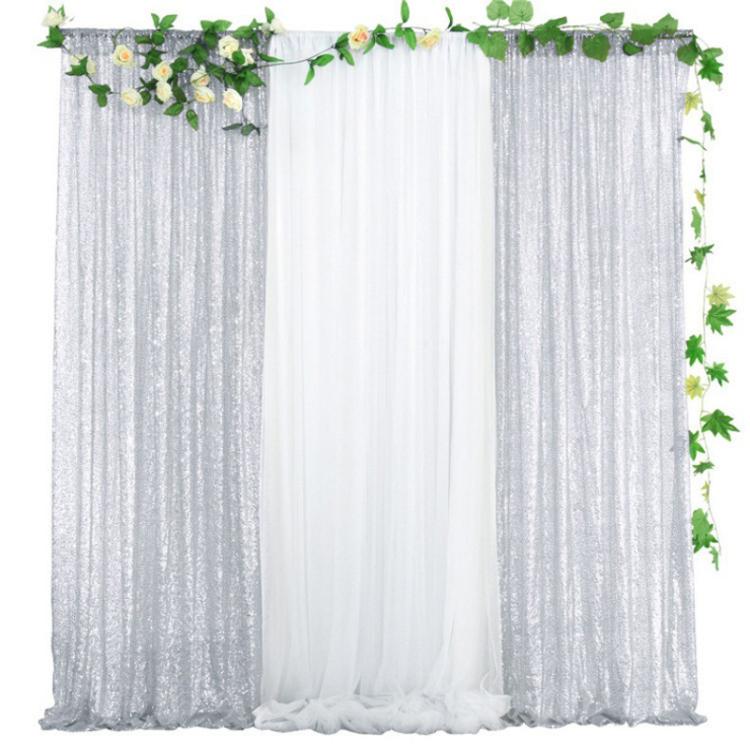 Hotel Wedding Banquet Site Background Curtains Embroidered Cloth Sequin Curtains Festival Party Decoration, 60x240cm, 120cmx240cm, 120cmx300cm, 240cmx240cm, 300cmx300cm, 60x300cm