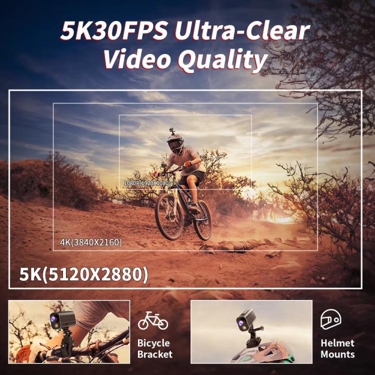5K Action Camera WiFi Sport DV Riding Bicycle Drive Recorder With Led Light EIS Anti-shake