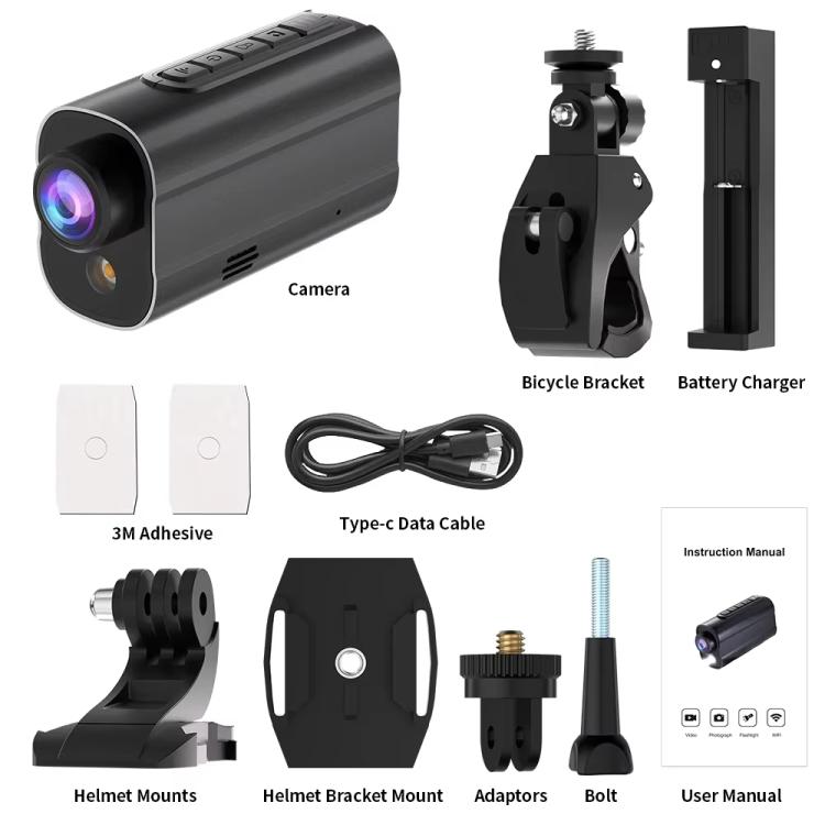 5K Action Camera WiFi Sport DV Riding Bicycle Drive Recorder With Led Light EIS Anti-shake
