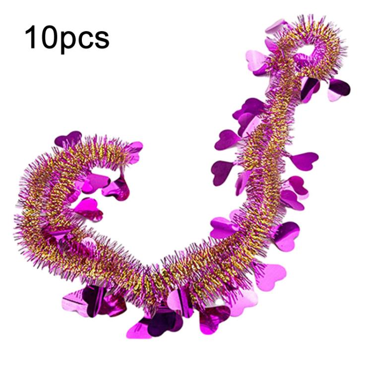 Heart-shaped Ribbon Party Supplies Birthday Christmas Wedding Room Decoration Strips Garlands, 10pcs 1.8m