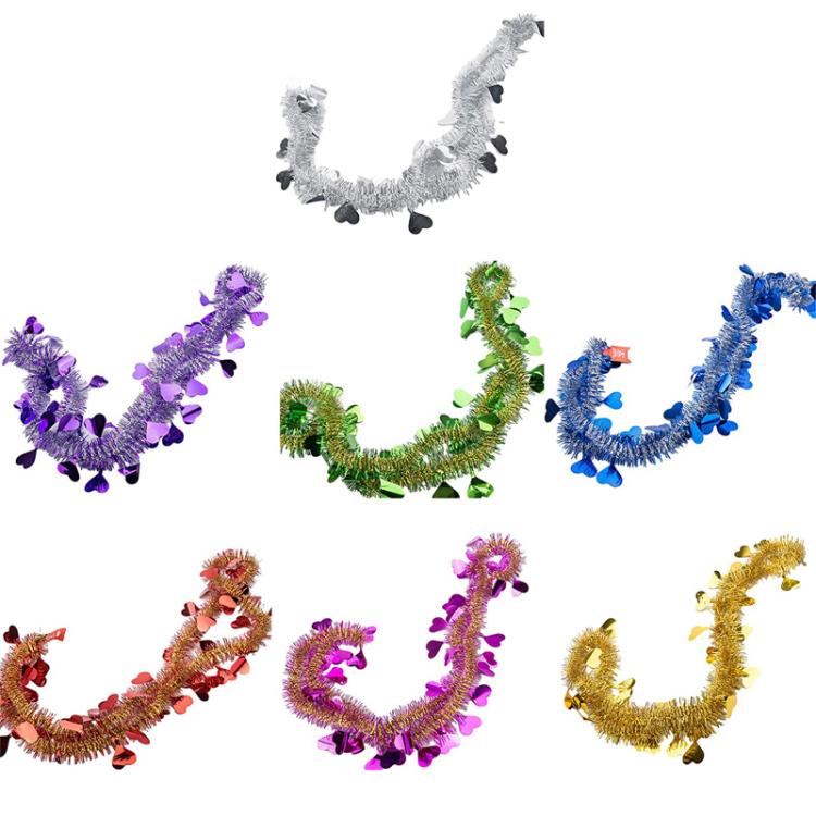 Heart-shaped Ribbon Party Supplies Birthday Christmas Wedding Room Decoration Strips Garlands, 10pcs 1.8m