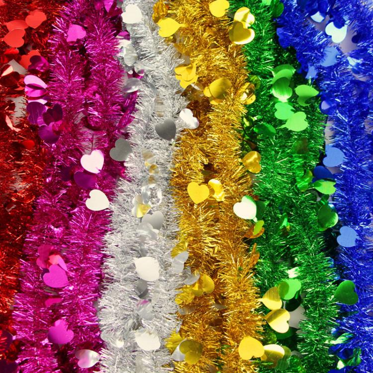 Heart-shaped Ribbon Party Supplies Birthday Christmas Wedding Room Decoration Strips Garlands, 10pcs 1.8m