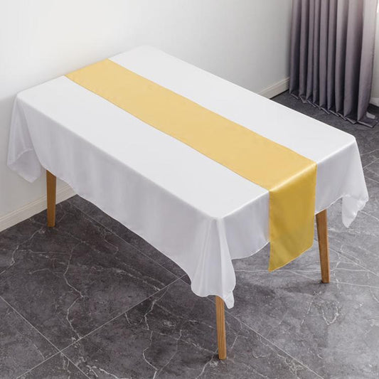 Hotel Wedding Tablecloth Decorative Polyester Sateen Coffee Table Runner Sateen Desk Flag
