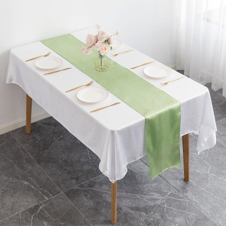 Hotel Wedding Tablecloth Decorative Polyester Sateen Coffee Table Runner Sateen Desk Flag