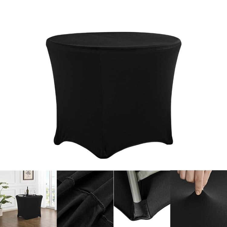Simple Modern Stretch Round Table Cover Hotel Wedding Banquet Four Corners Large Round Table Cover