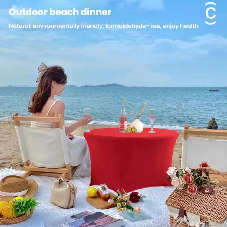 Simple Modern Stretch Round Table Cover Hotel Wedding Banquet Four Corners Large Round Table Cover