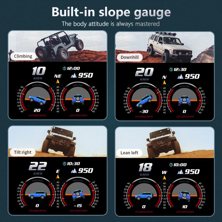 P24 Multifunctional Car HUD Head-up Display OBD+GPS Digital Speedometer Slope Meter