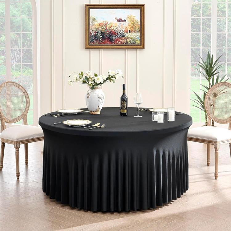 Polyester Elastic Tablecloth Cover Wedding Banquet Party Decoration Round Table Skirt Office Tablecloth