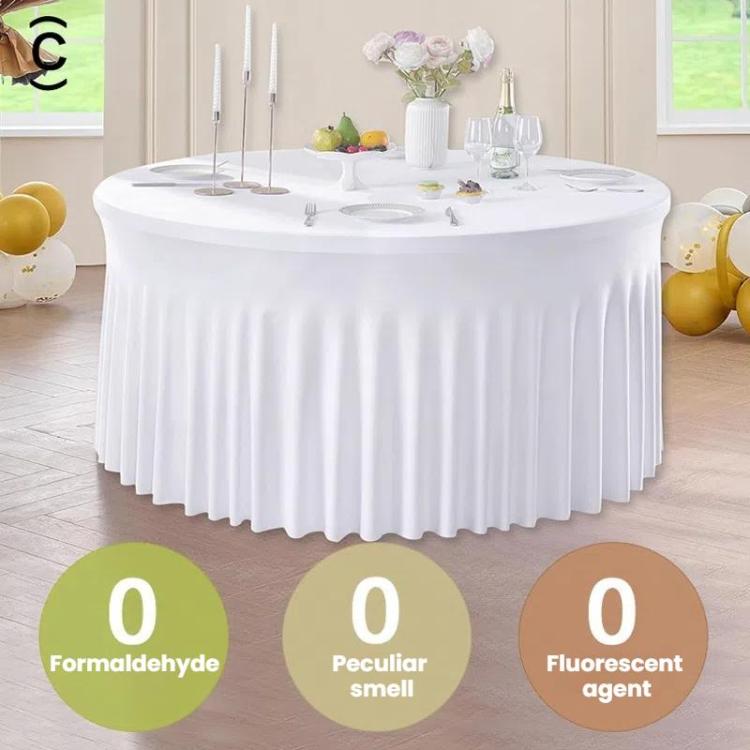 Polyester Elastic Tablecloth Cover Wedding Banquet Party Decoration Round Table Skirt Office Tablecloth