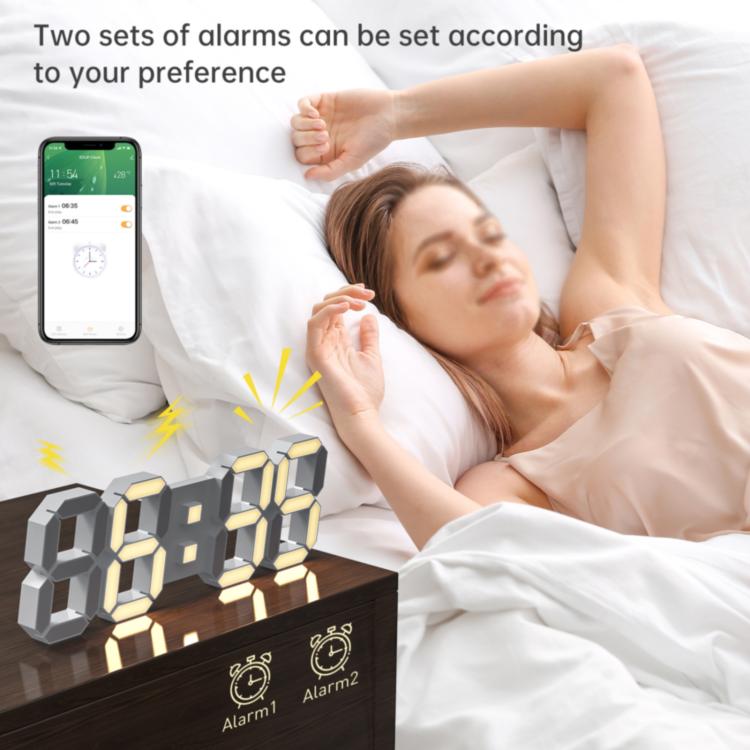 APP Remote Control 3D Led Wall Digital Color Clock Alarm /Date/Temp Display Wall & Table Clock