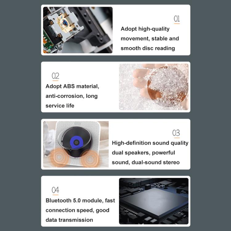 Kecag KC-807 Wall-mounted Home Retro Bluetooth CD Player