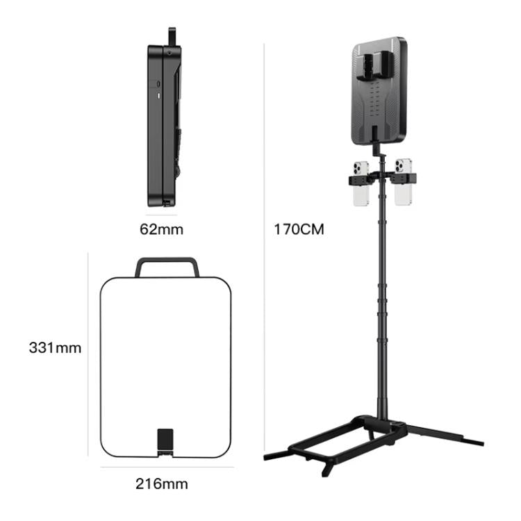 1.7m 14-Inch Suitcase Integrated Design Fill Light Foldable 3500-6000K Full-Screen Live Photography  Video Light