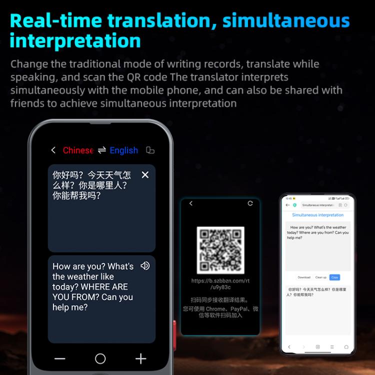 3.1-inch Screen Multilanguage AI Translator Device 139 Online/17 Offline Languages, Real-Time Voice/Photo/Text Translation