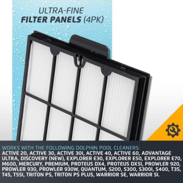 9991467-R4 Ultra-Fine Filter Panels Set For Dolphin Active 20 Explorer E30 M600 Proteus