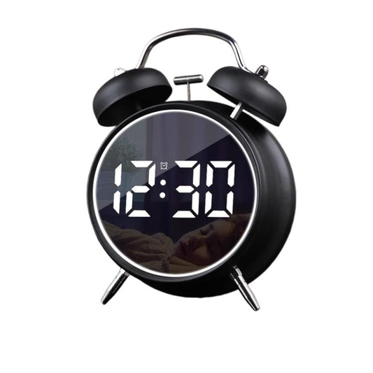 12/24H LED Screen Alarm Clock Loud Metal Clock With Night Light Plug-In Children Clock