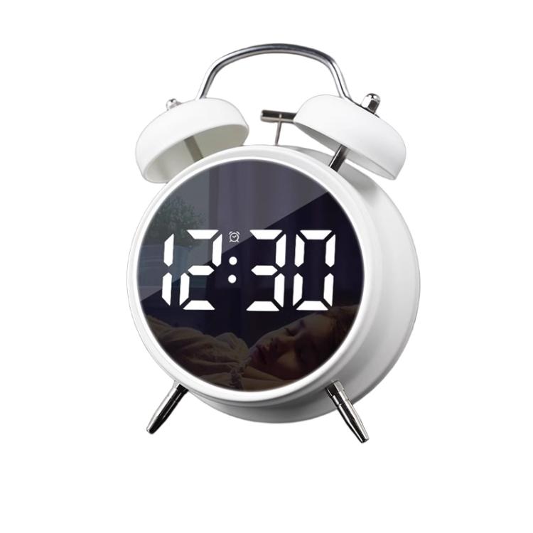 12/24H LED Screen Alarm Clock Loud Metal Clock With Night Light Plug-In Children Clock