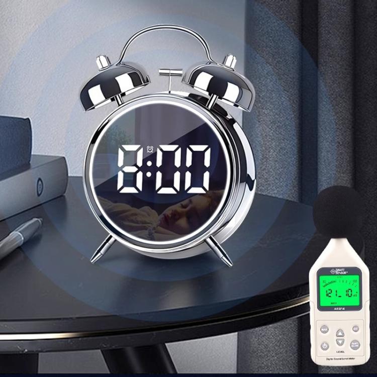 12/24H LED Screen Alarm Clock Loud Metal Clock With Night Light Plug-In Children Clock