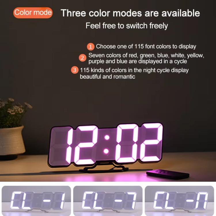 RGB Color Changing 3D Digital Clock With Voice Control, Adjustable Brightness, Temperature Display & Remote