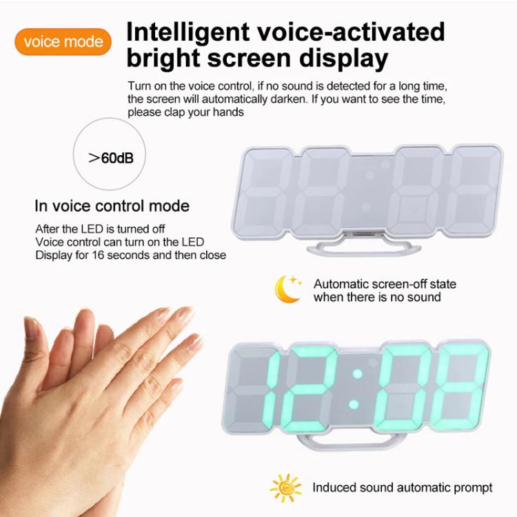 RGB Color Changing 3D Digital Clock With Voice Control, Adjustable Brightness, Temperature Display & Remote