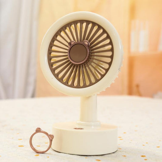 Student USB Small Desktop Fan Replaceable Animal Ears Multi-Speed Lithium Battery Mute Fan