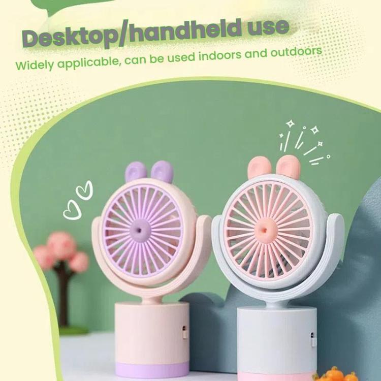 Cartoon Rabbit Desktop Fan USB Charging Handheld Fan Up And Down Adjustable Wind Direction
