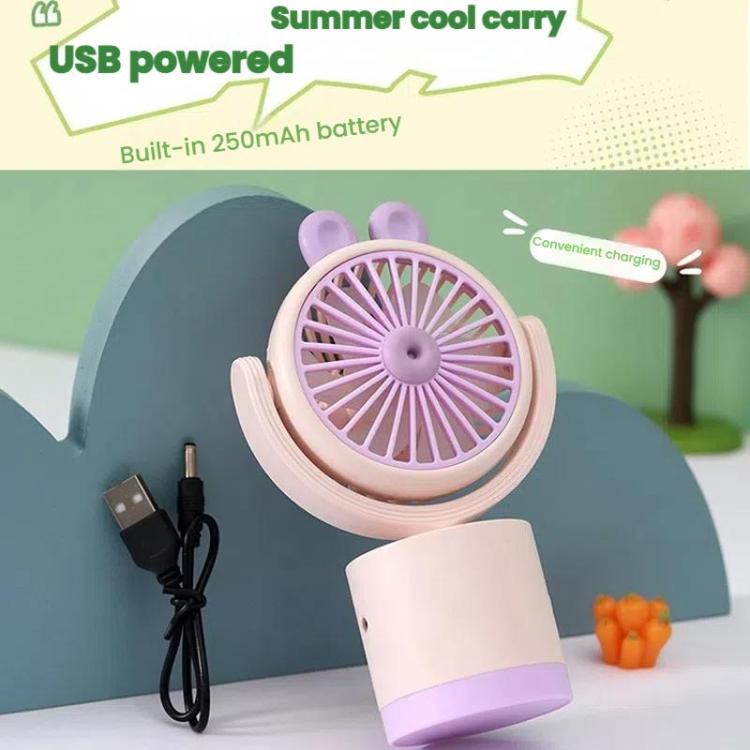 Cartoon Rabbit Desktop Fan USB Charging Handheld Fan Up And Down Adjustable Wind Direction