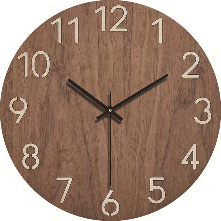 12-inch Imitation Wood Grain Texture Decorative Wall Clock Silent Quartz Clock Holiday Gift