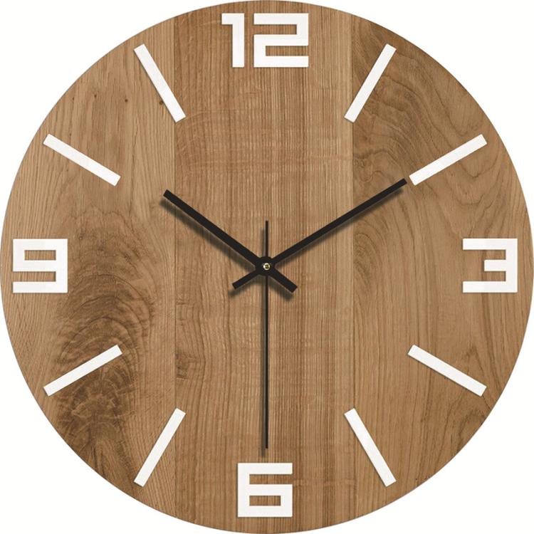 12-inch Imitation Wood Grain Texture Decorative Wall Clock Silent Quartz Clock Holiday Gift