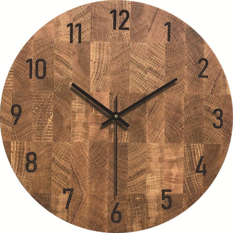 12-inch Imitation Wood Grain Texture Decorative Wall Clock Silent Quartz Clock Holiday Gift