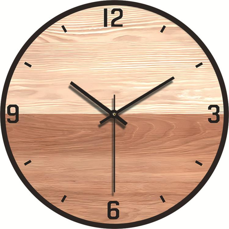 12-inch Imitation Wood Grain Texture Decorative Wall Clock Silent Quartz Clock Holiday Gift