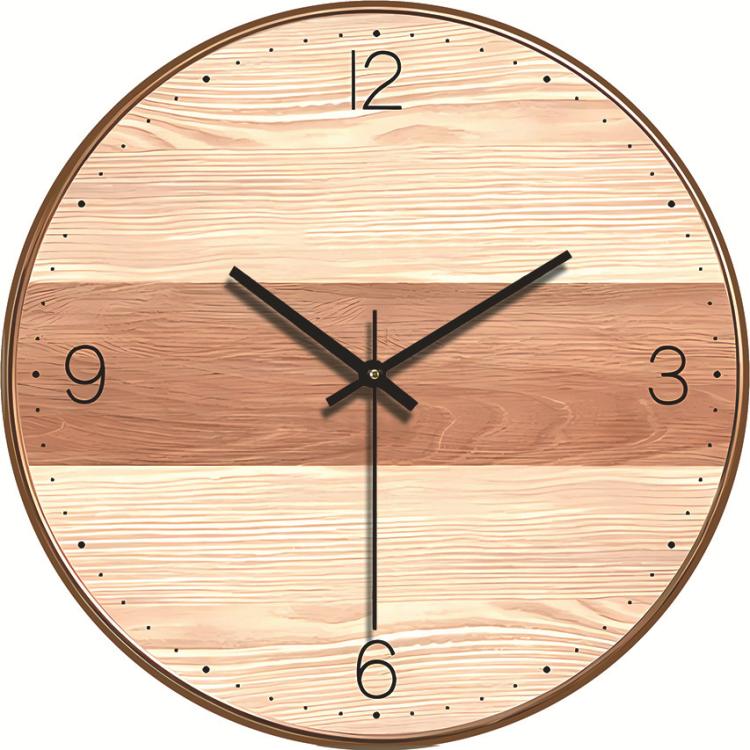 12-inch Imitation Wood Grain Texture Decorative Wall Clock Silent Quartz Clock Holiday Gift