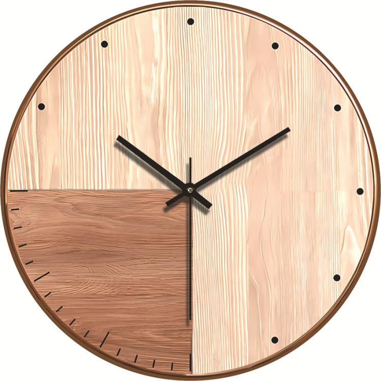 12-inch Imitation Wood Grain Texture Decorative Wall Clock Silent Quartz Clock Holiday Gift