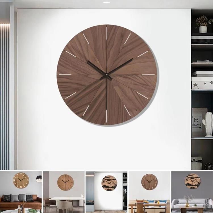 12-inch Imitation Wood Grain Texture Decorative Wall Clock Silent Quartz Clock Holiday Gift