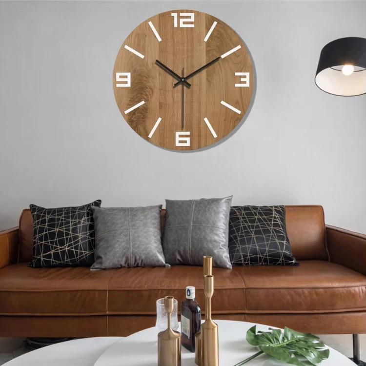 12-inch Imitation Wood Grain Texture Decorative Wall Clock Silent Quartz Clock Holiday Gift